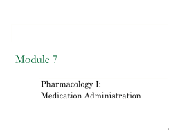 Pharmacological Therapy Part 1