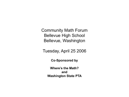 Community Math Forum Bellevue High School Bellevue