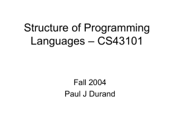 Structure of Programming Languages – CS43101