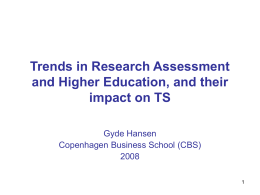 Recent trends in Research Assessment and Higher …