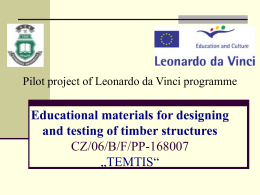 Leonardo da Vinci Pilot Project Educational materials for