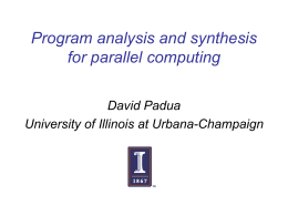 Program Analysis and Synthesis for Parallel Computing