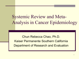 Systemic Review and Meta-Analysis in Cancer Epidemiology