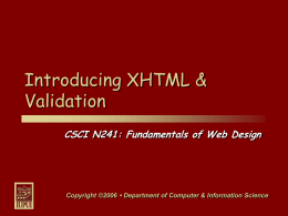 Introducing XHTML & Validation