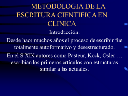 METODOLOGIA DE LA ESCRITURA CIENTIFICA EN CLINICA