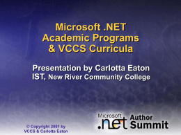VCCS Microsoft NET Project - New River Community College