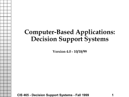 Computer-Based Applications: Decision Support Systems