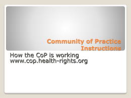 Community of Practice Instructions