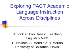 Exploring PACT Academic Language Instruction Across