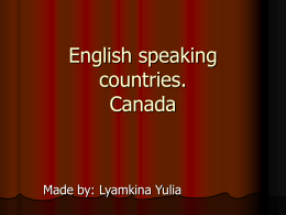 English speaking countries. Canada