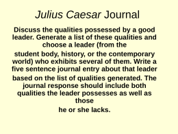 Julius Caesar Journal - Calhoun County School District