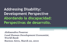 Addressing Disability: Development Perspective
