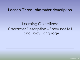 Lesson Four- character description