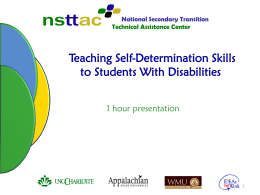 Teaching Self-Determination Skills to Students With