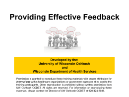 Providing Effective Feedback - University of Wisconsin