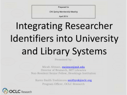 Integrating Researcher Identifiers into University and