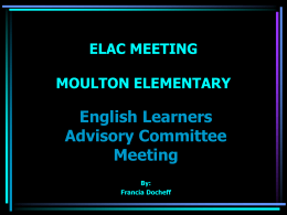 ELAC MEETING MOULTON ELEMENTARY