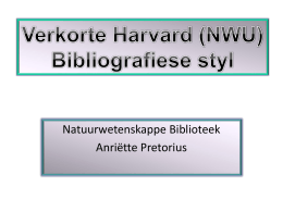 Verkorte Harvard (NWU) Bibliografiese styl