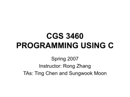 CGS 3460 PROGRAMMING USING C