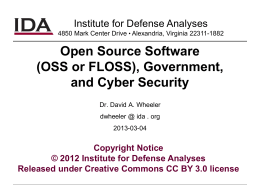 DoD and Open Source Software (OSS)