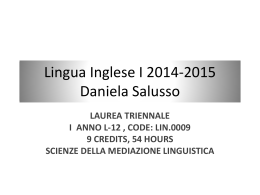Lingua Inglese I 2014-2015 Daniela Salusso