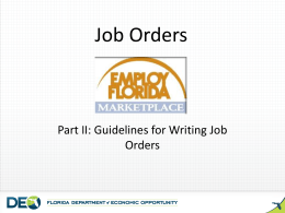 Job Orders - Florida Department of Economic Opportunity