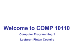 COMP 1001 : Introduction to Programming