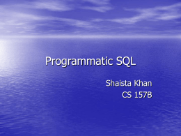 Programmatic SQL - SJSU Computer Science Department