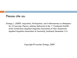 Please cite as: Ortega, L. (2009). Acquisition