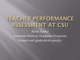 Teacher Performance Assessment at CSU