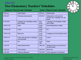 Table 10.1 Two Elementary Teachers’ Schedules
