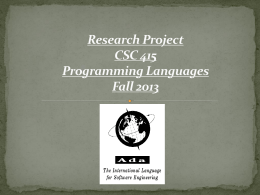 Research Project CSC 415 Programming Languages Fall …