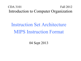 CDA 3101 Spring 2001 Introduction to Computer …