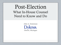 Post-Election What In-House Counsel Need to Know and Do