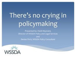 WSSDA Policy and Legal Services