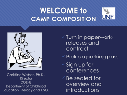 WELCOME Camp Composition - University of North Florida