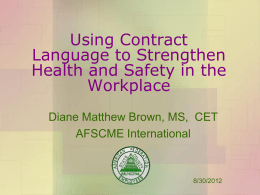 Using Contract Language to Strengthen Health and Safety …