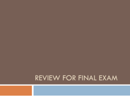 Review for final exam