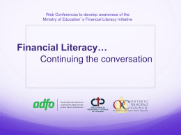 Financial Literacy…continuing the conversation
