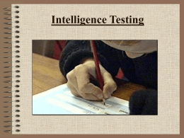Intelligence Testing - UNCW Faculty and Staff Web Pages