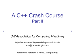 The C++ Crash Course : Part I