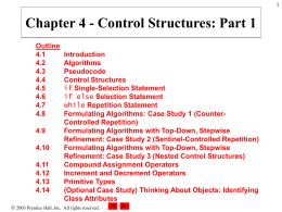 Chapter 4 - Control Structures: Part 1