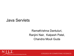 Java Servelets - New Jersey Institute of Technology