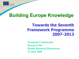 Building Europe Knowledge: Towards the Seventh …