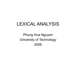 LEXICAL ANALYSIS - University of Technology