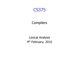 CS375. Lexical Analysis - Department of Computer Science