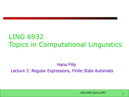 LING 180 Intro to Computer Speech and Language Lecture 1
