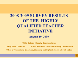 2008-2009 Survey Results of the Highly Qualified Teacher