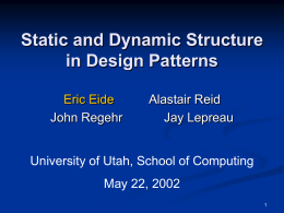 Static and Dynamic Structure in Design Patterns