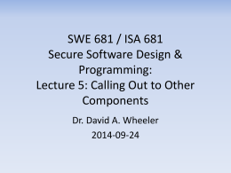 SWE 781 / ISA 681 Secure Software Design & Programming